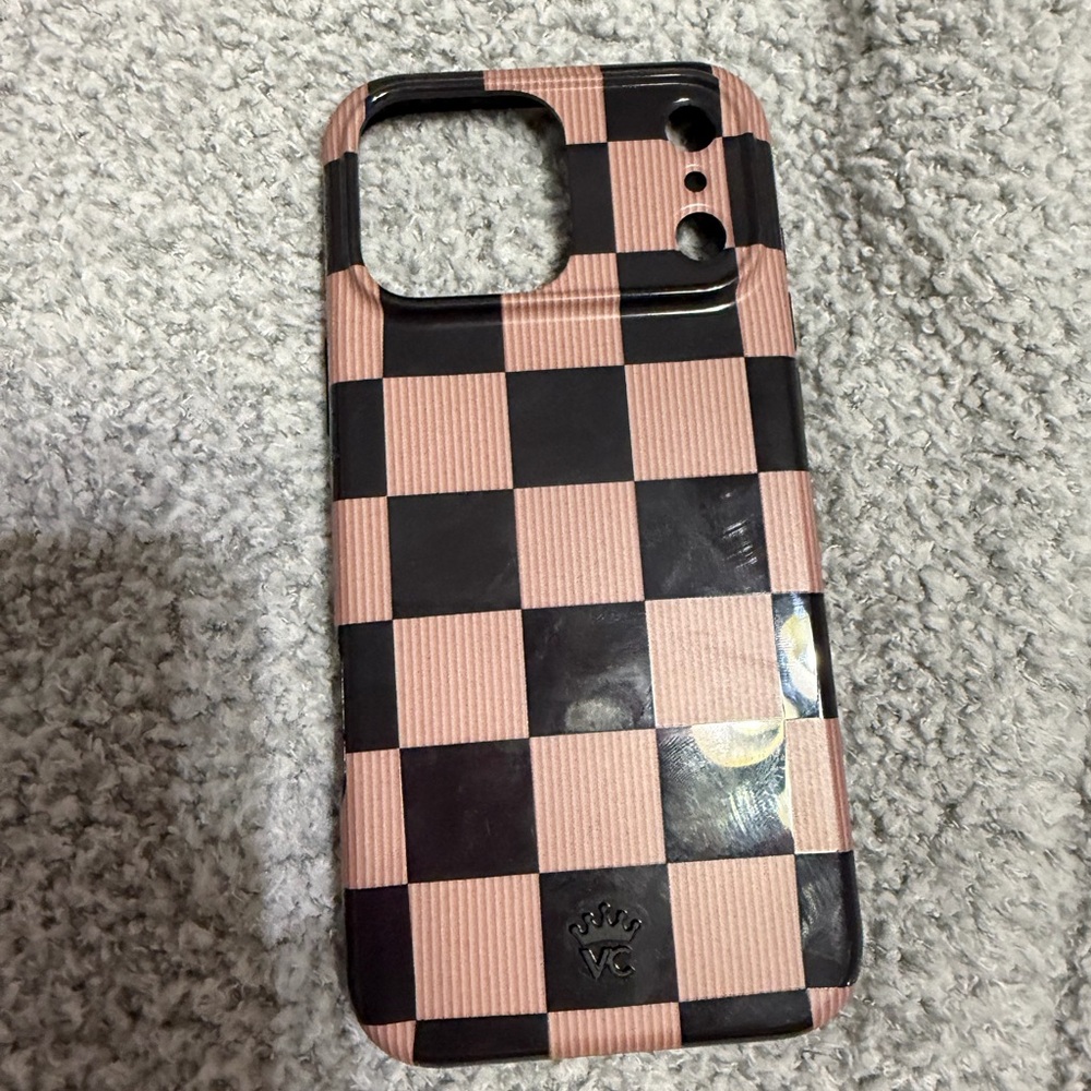 Velvet Caviar Black and Pink Checkered Phone Case